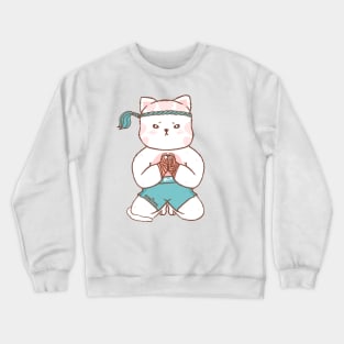 cute fighter cat muay thai boxing, wai kru Crewneck Sweatshirt